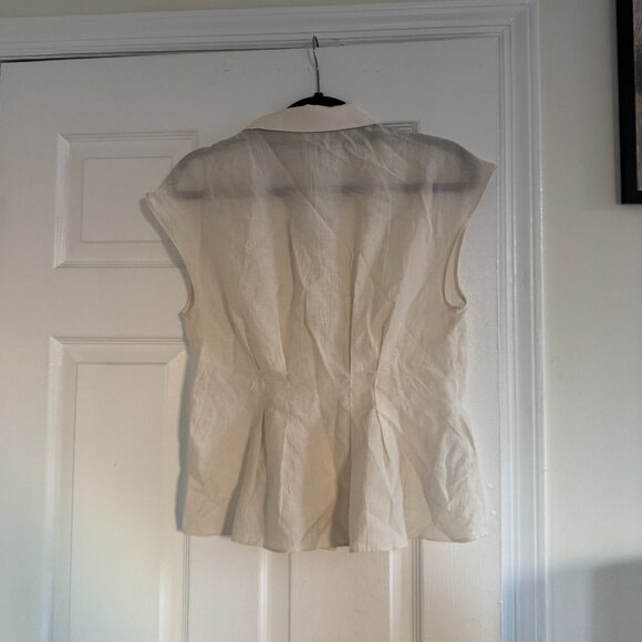 *NWT* Mango Short Sleeve Pleated Top - Cream - Picture 4 of 5